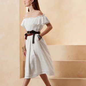 NWT: Banana Republic Smocked Ruffle Midi Dress
